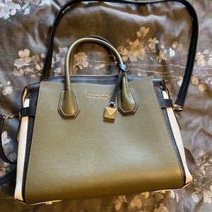 Michael Kors leather crossbody - black, white, olive green